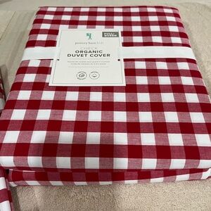 Pottery Barn Red:white gingham duvet cover set